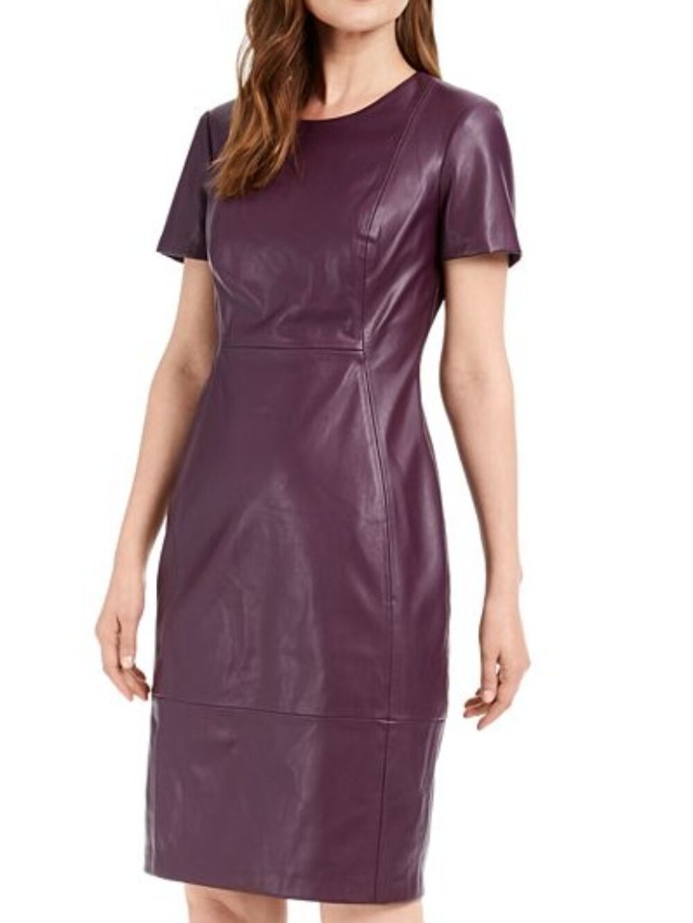 Calvin Klein oxblood burgundy faux leather dress, size 6